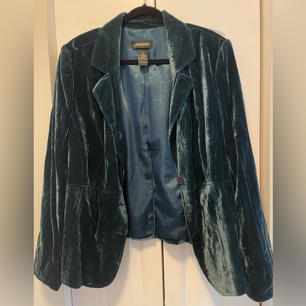 Lane Bryant Women's Teal Velvet Blazer